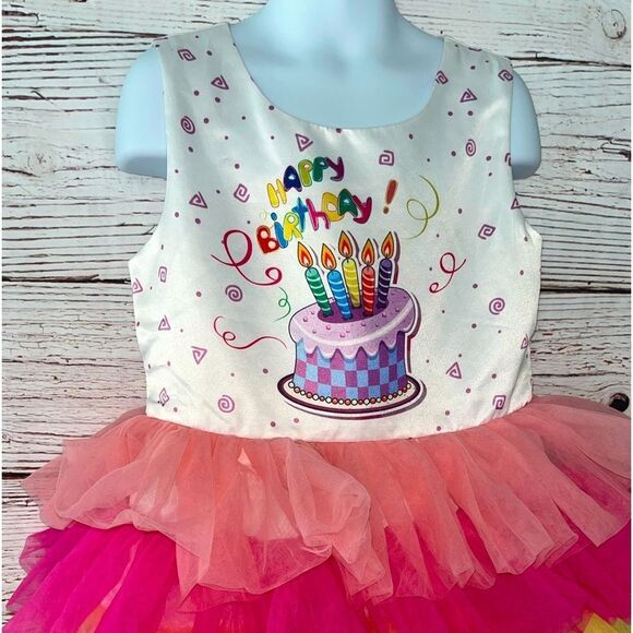 Sunny Fashion Birthday Girl Colorful Ruffled Dress - Picture 2 of 5
